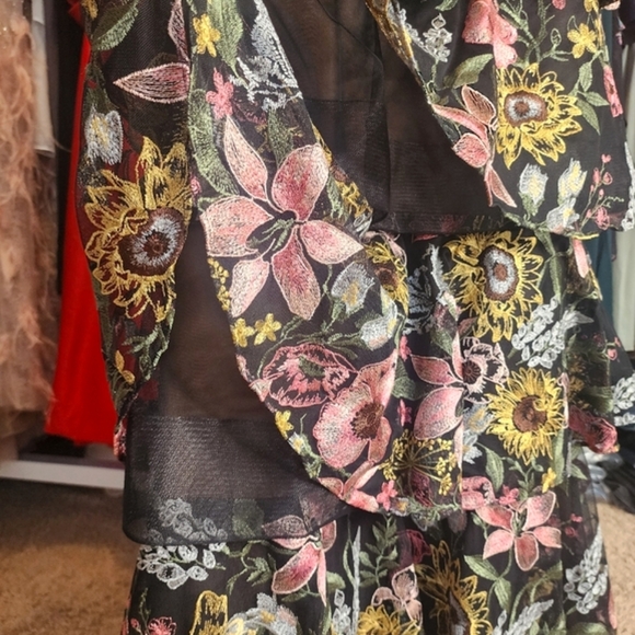 MARCHESA NOTTE,TIERED EMBROIDERED GOWN - Picture 13 of 13